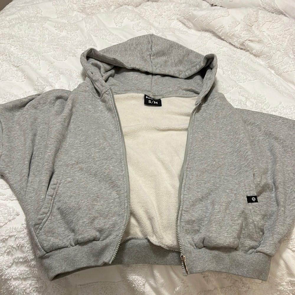 Heather Gray PopFlex zip up cloud hoodie